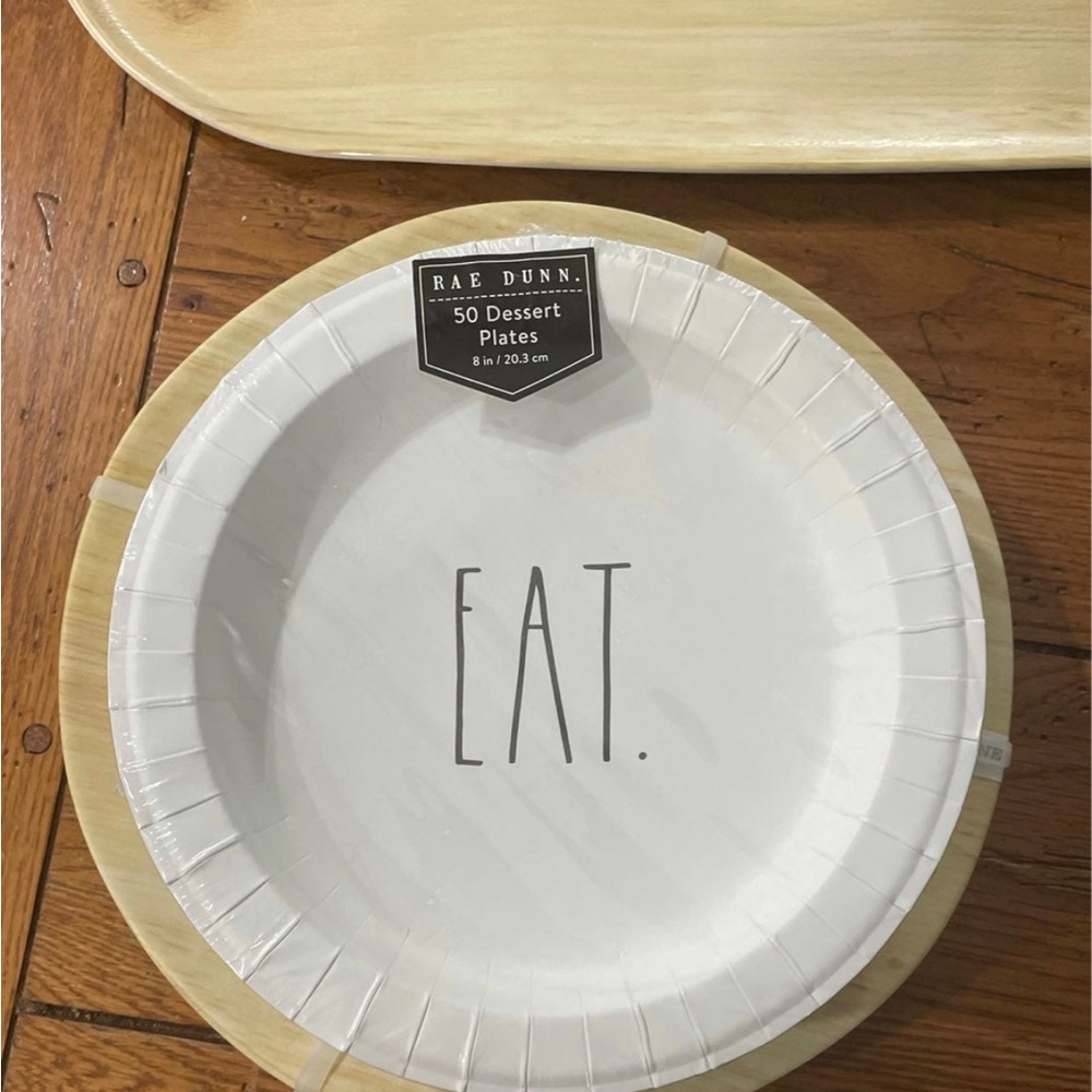 Rae Dunn melamine picnic plates and platter LETS EAT NWT - Picture 7 of 7